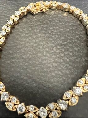 Gold-Tone Crystal Tennis Bracelet - Classic Women's Jewelry